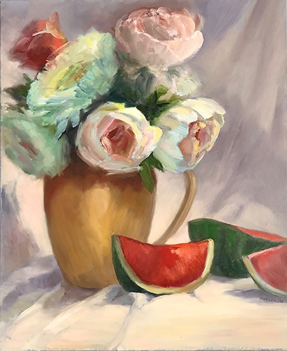 Click here to view Peonies and Watermelon by Rebecca McDannold